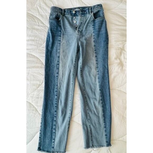 PACSUN TWO TONE HIGH RISE STRAIGHT DENIM JEANS SZ 27 - Picture 1 of 5